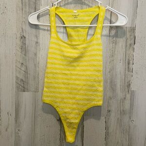 Urban Outfitters Yellow and White Striped Bodysuit